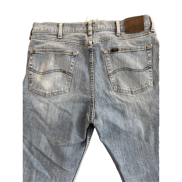 2x Vintage Lee Jeans Light Wash Blue Denim Mens 34x34 Straight Regular Fit - Picture 11 of 13